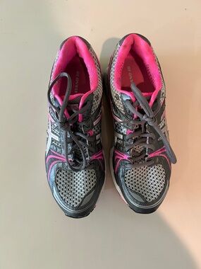 Asics Grey and Pink Women's Running Shoes